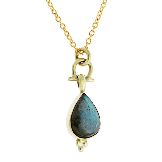 Labradorite Pear Shaped Pendant Necklase