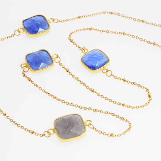 Long Blue Gemstones Necklace