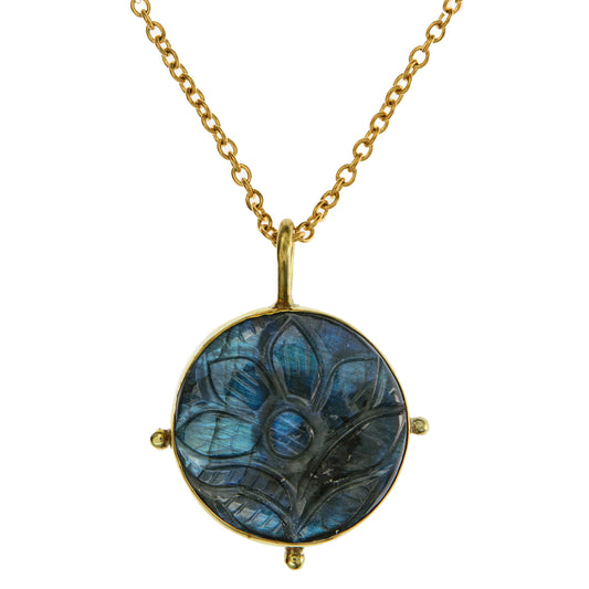 Carved Labradorite Pendant Necklace