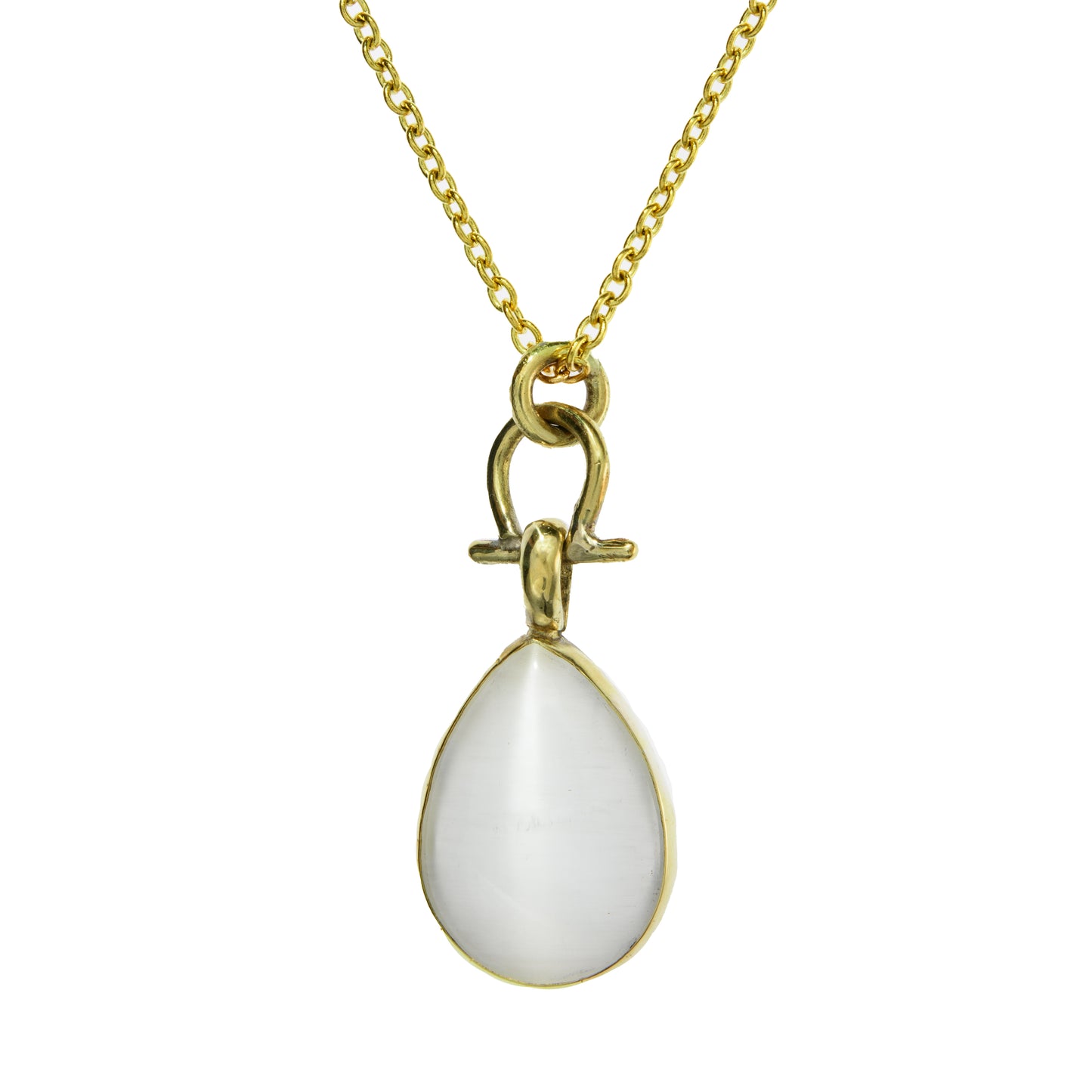 Cat's Eye Pear Shape Pendant Necklace