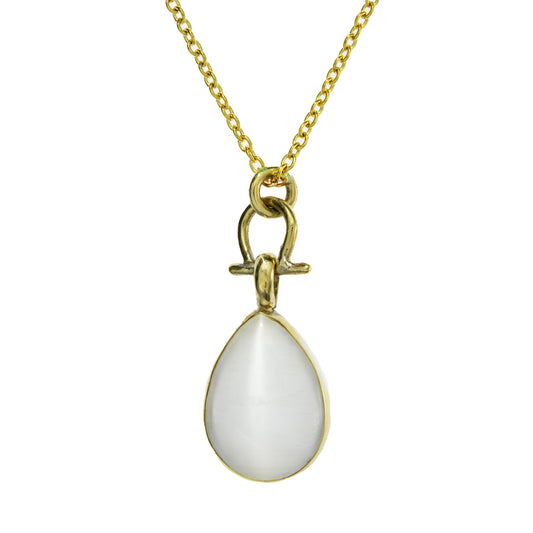 Cat's Eye Pear Shape Pendant Necklace