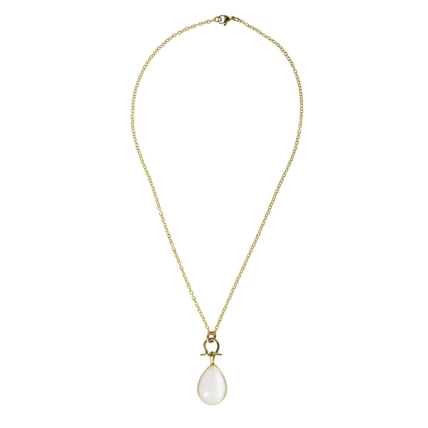 Cat's Eye Pear Shape Pendant Necklace